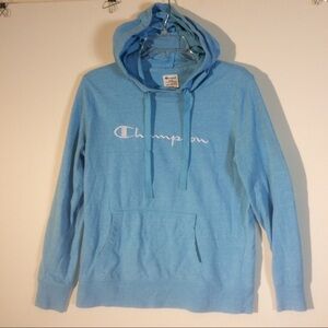 Champion Light Blue Baby Spell Out Pullover Hoodie